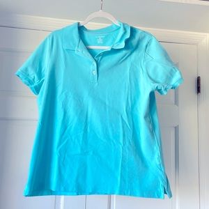 Lands End bright aqua polo, women’s 0X